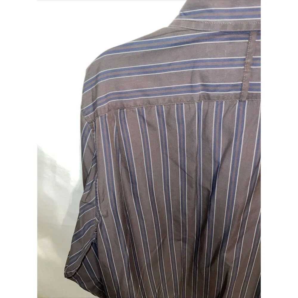 Banana Republic Dress Shirt Men’s Size Large Brown Striped Long Sleeve Button Up